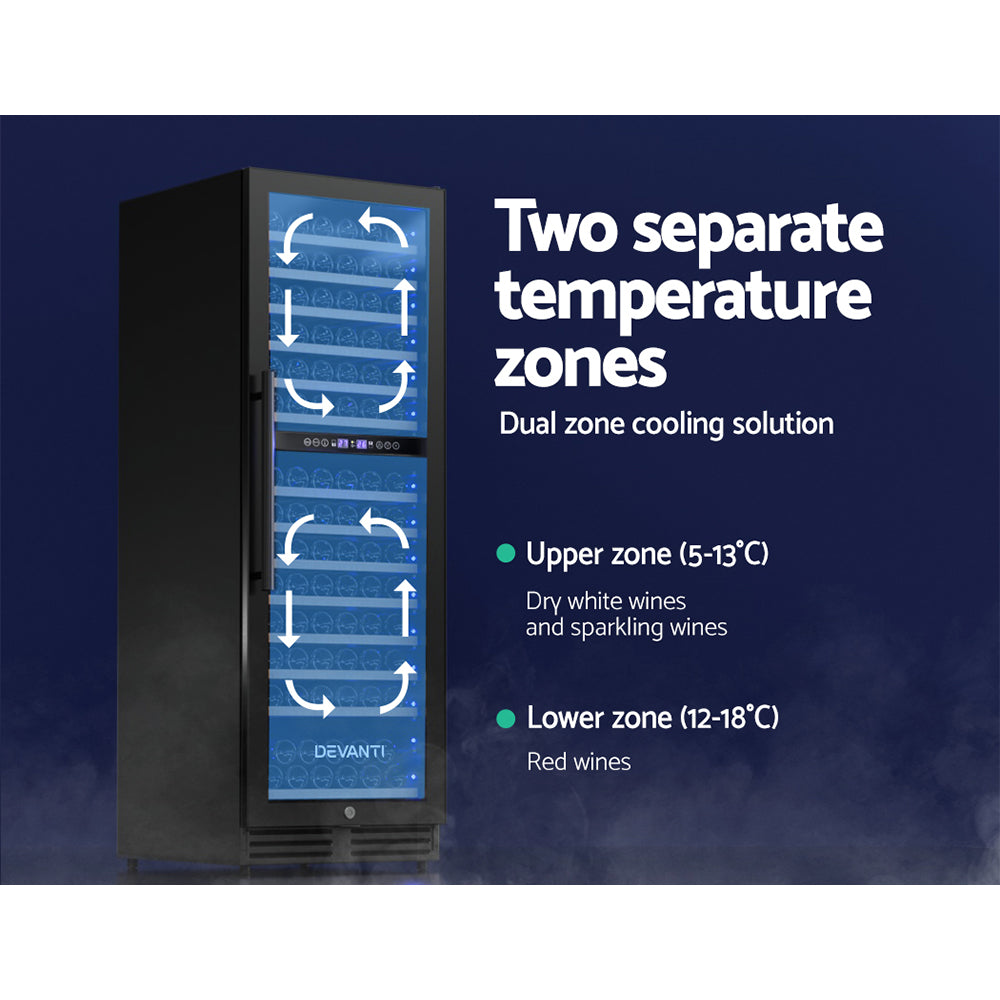 Dual Zone Wine Fridge Cooler 154-Bottle Capacity
