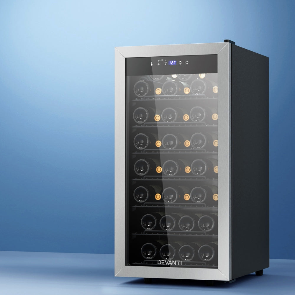 Devanti Wine Fridge Cooler 42 Bottles Premium Storage for Wine