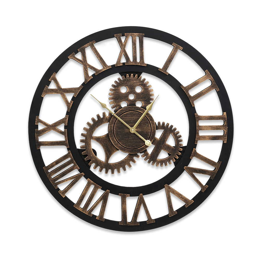 80cm Large Wall Clock Retro Roman Numerals Brown Decor, Brown colour