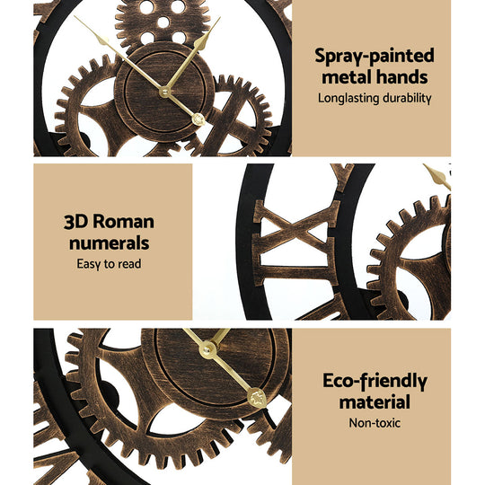 Wall Clock Large Modern Vintage Retro Metal Clocks 80CM Home