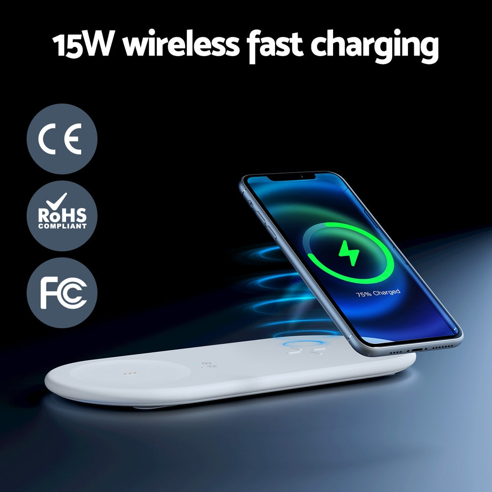 3 In 1 Wireless Charger 15W Fast Charging Rgb Light