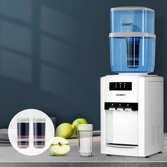Water Cooler Dispenser Bench Top 22L W/2 Filter - Devanti Purifier Hot Cold