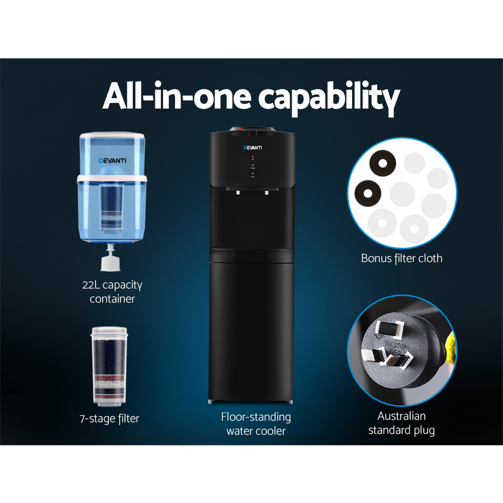 Water Cooler Dispenser Stand 22L Bottle Black