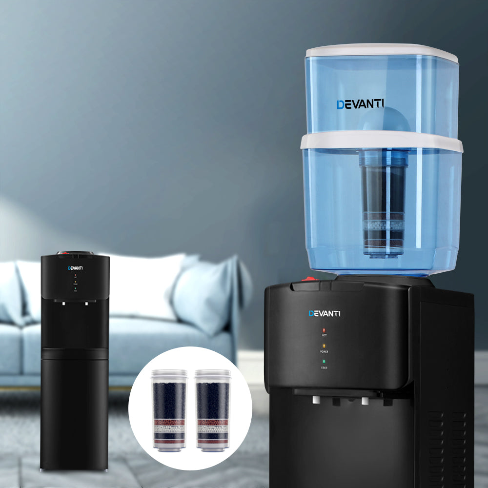 Water Cooler Dispenser Stand 22L Bottle Black W/2 Filter