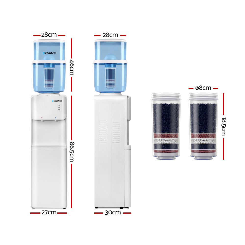 Water Cooler Dispenser Stand 22L Bottle White W/2 Filter