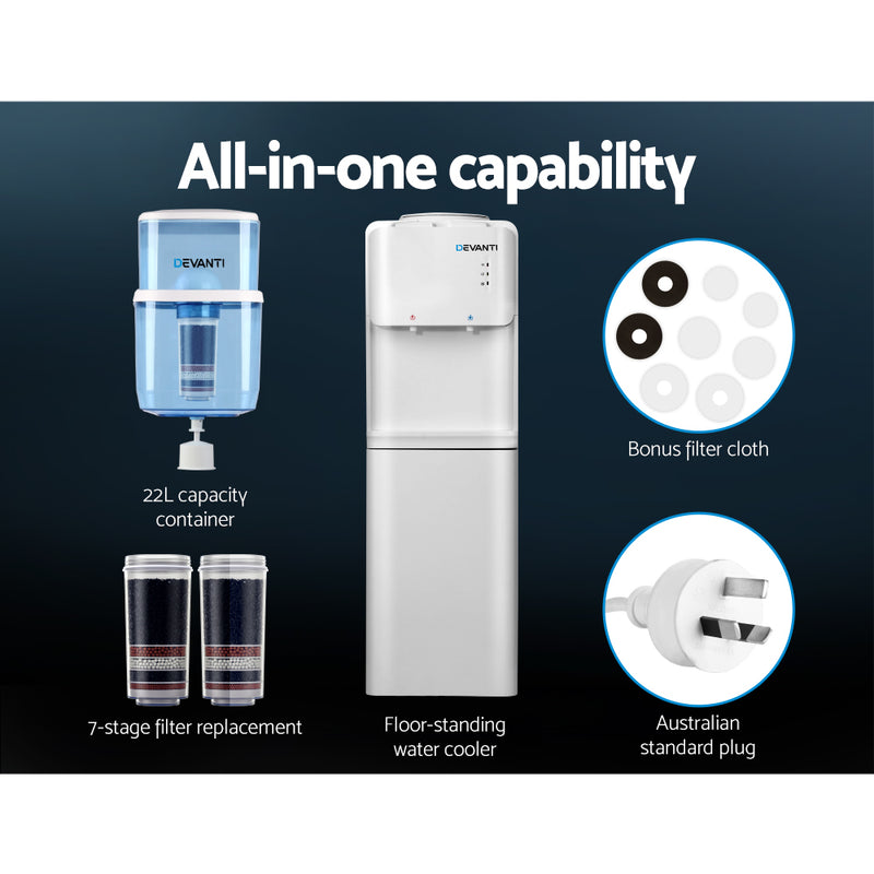 Water Dispensers - Water Cooler Dispenser Stand 22L Bottle White W/2 Filter