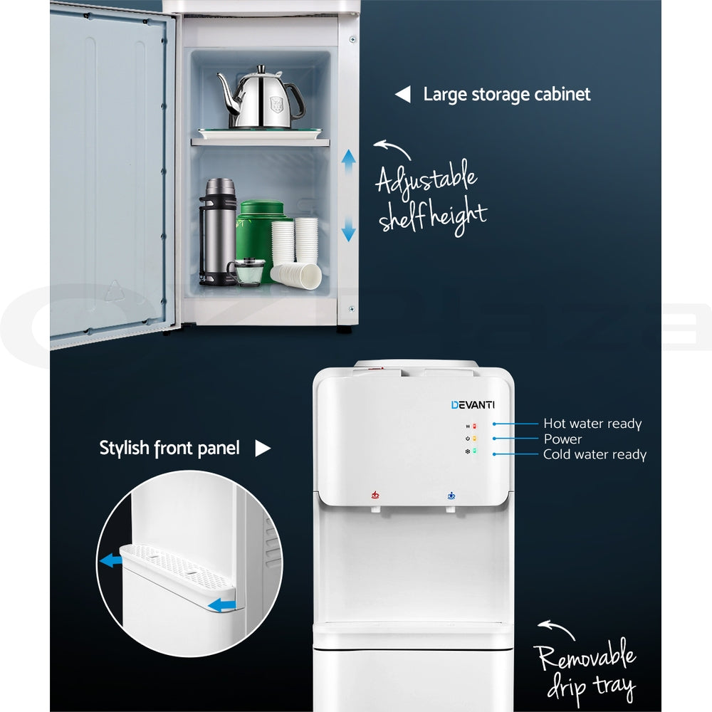 Water Cooler Dispenser Stand 22L Bottle White W/2 Filter