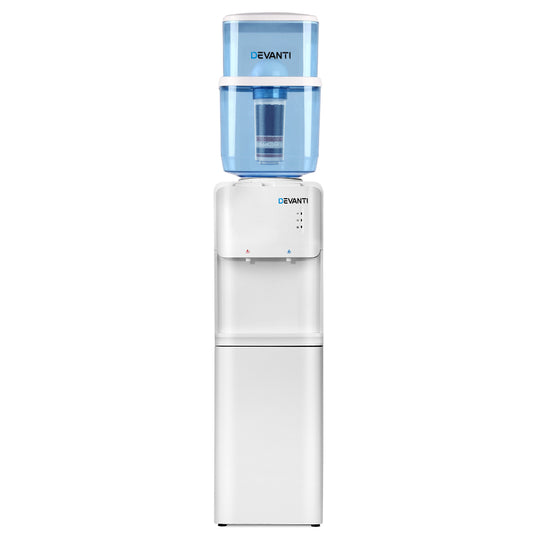 Water Cooler Dispenser Stand 22L Bottle White - Devanti Top Loading Hot