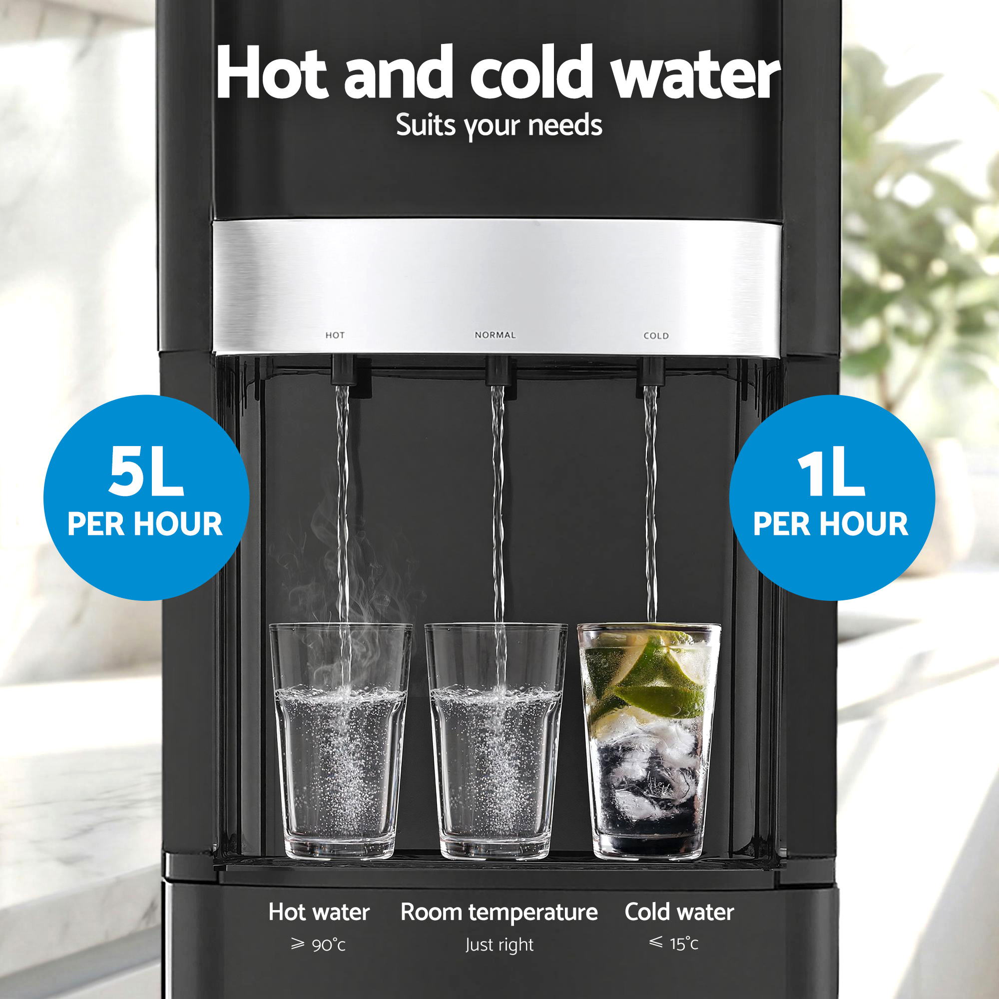 3 Tap Bottom Loading Water Dispenser Hot and Cold