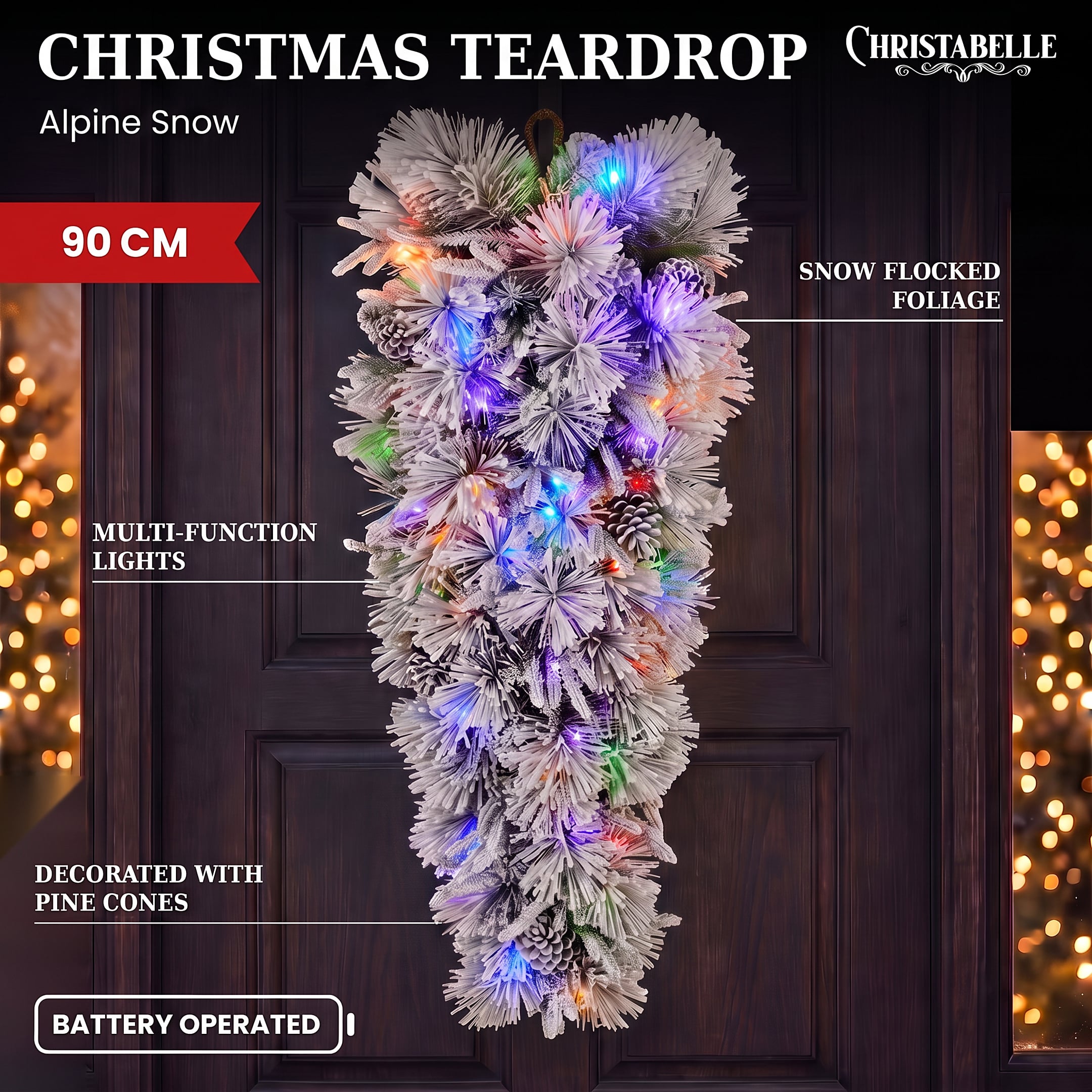 Christmas Teardrop Wreath Pre Lit
