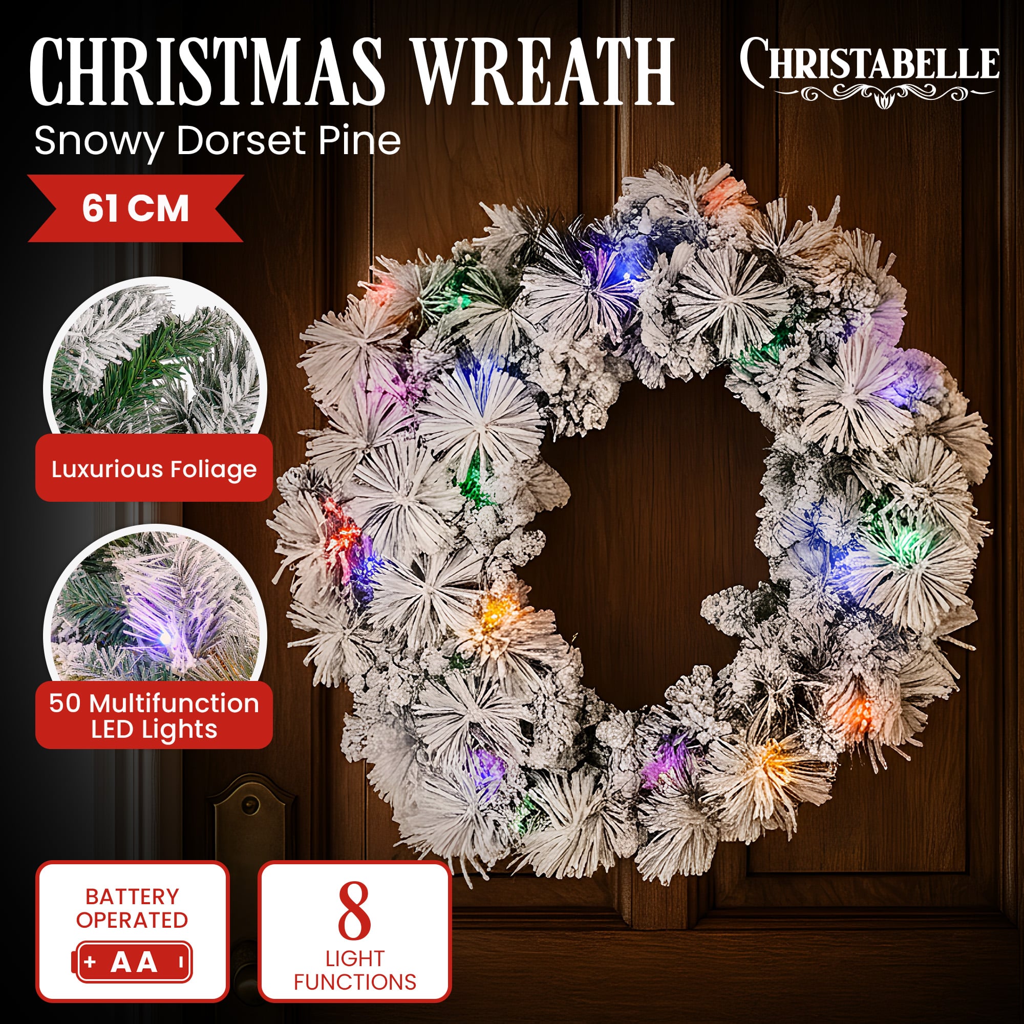 Snowy Christmas Wreath 61cm