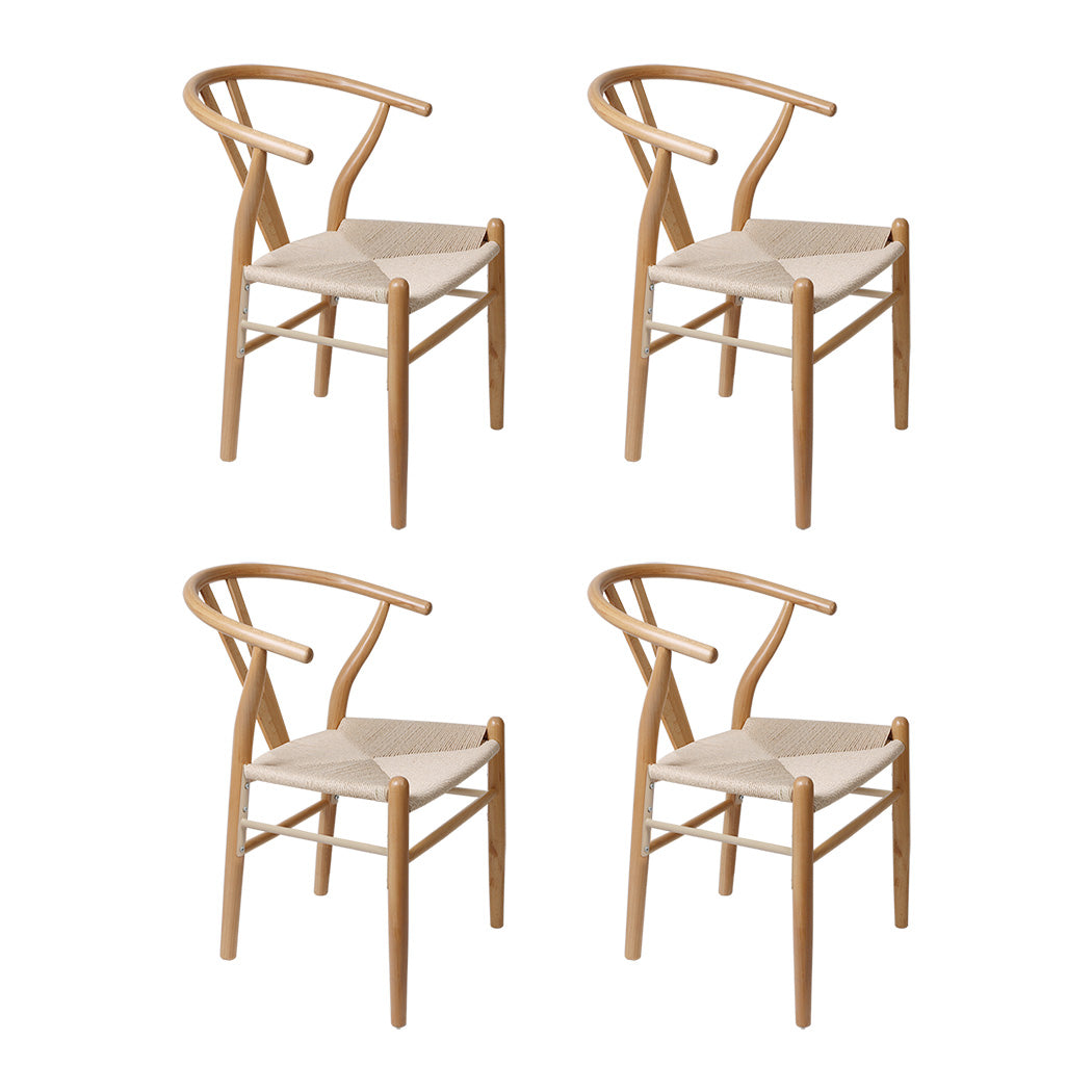 Minimalist 4x Dining Chairs Wooden Hans  Comfortable Design