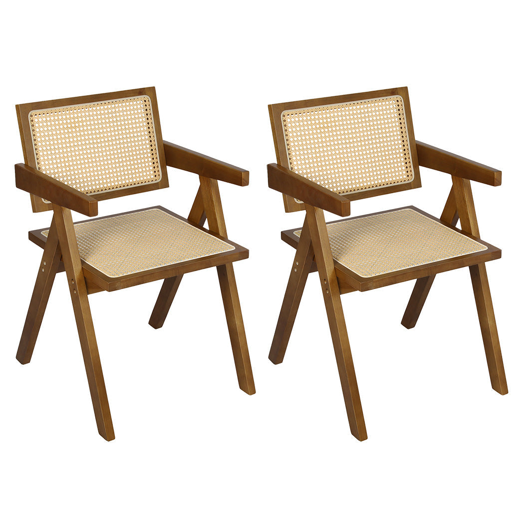 Walnut colour - Stylish 2x Walnut Wicker Armchair Dining Chair  Premium Quality Build