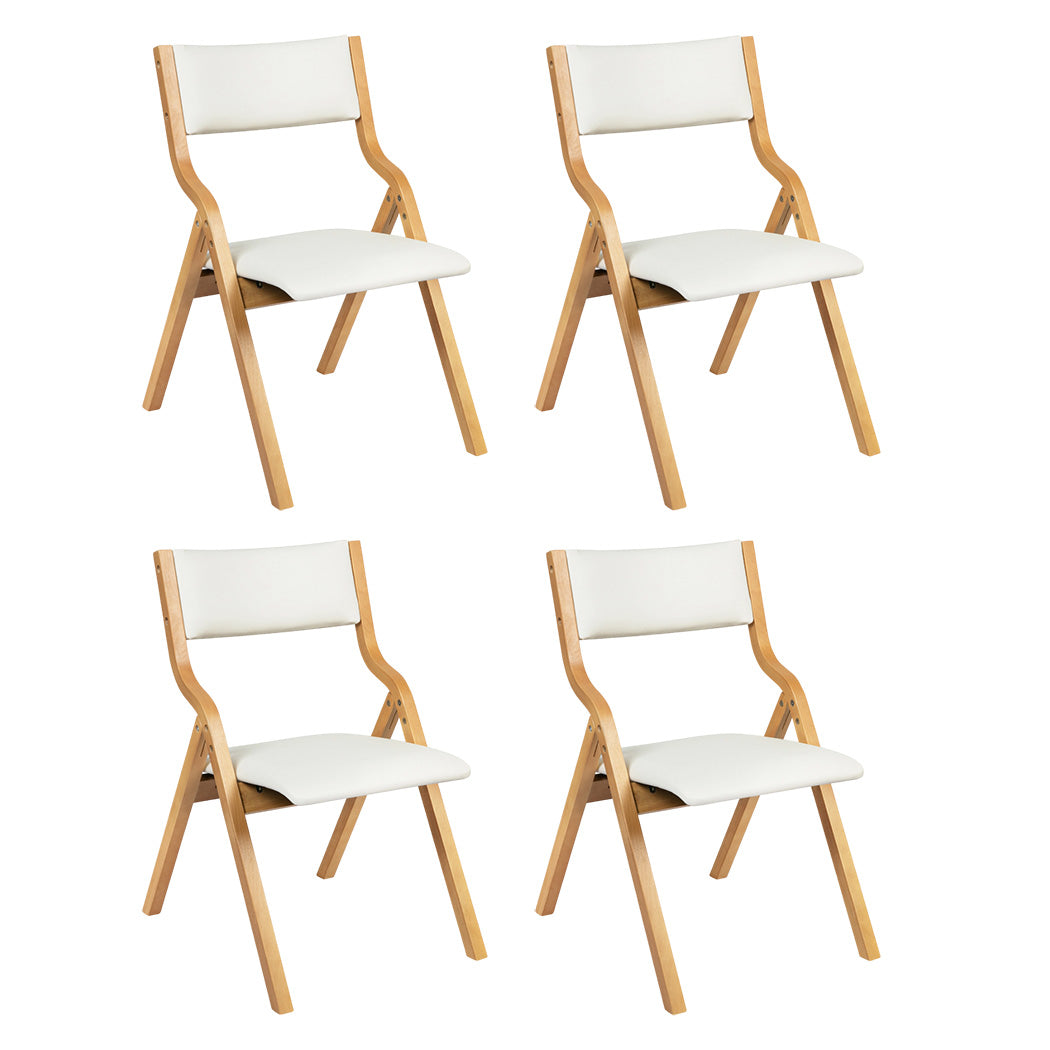 Beige colour - Stylish 4x Dining Chairs Foldable PU Beige  Sleek Modern Look
