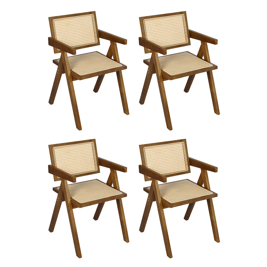 Walnut colour - Premium 4x Walnut Wicker Armchair Dining Chair  Multipurpose Use