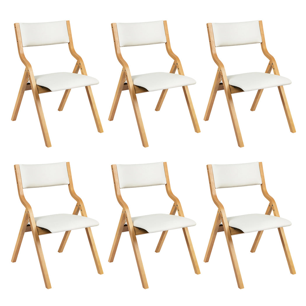 Premium 6x Dining Chairs Foldable PU Beige  Scandi Inspired Design