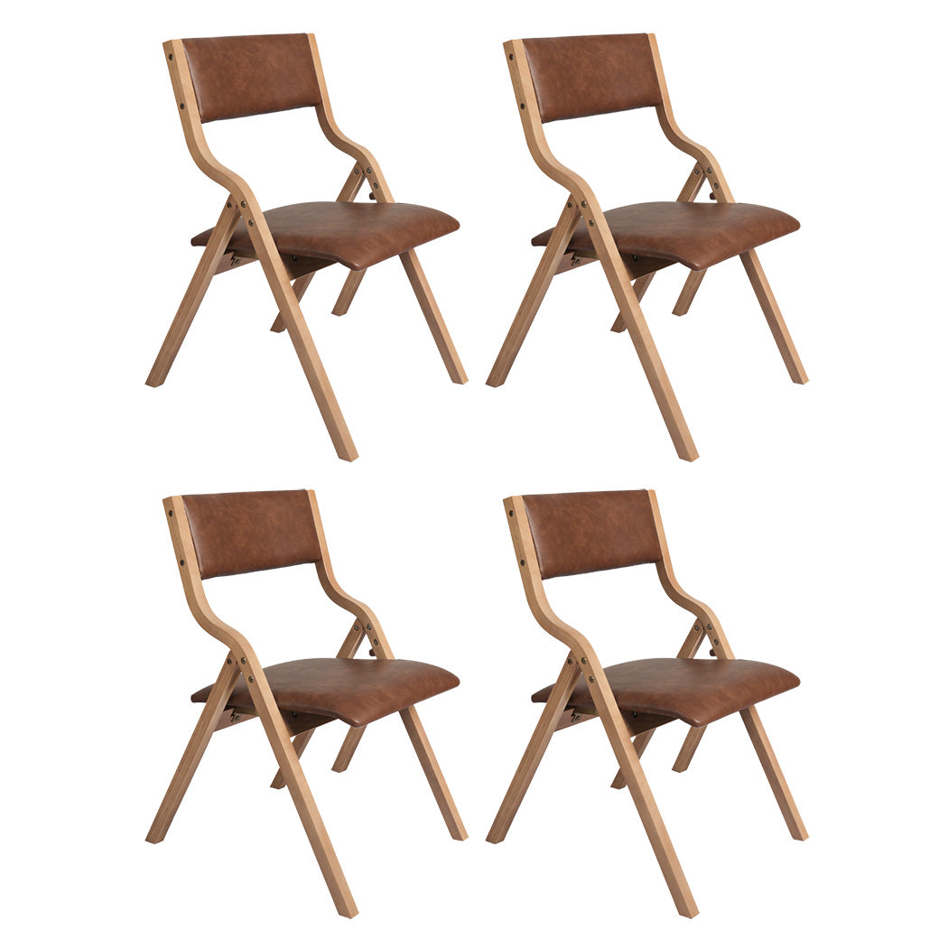 id15&16 - Stylish 4x Dining Chairs Foldable PU Tan  Adjustable Height
