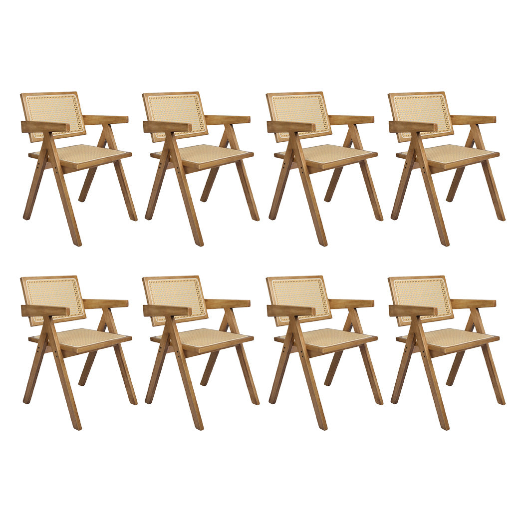 Elegant 8x Dining Chair Solid Wood Rattan  Easy Assembly Classic