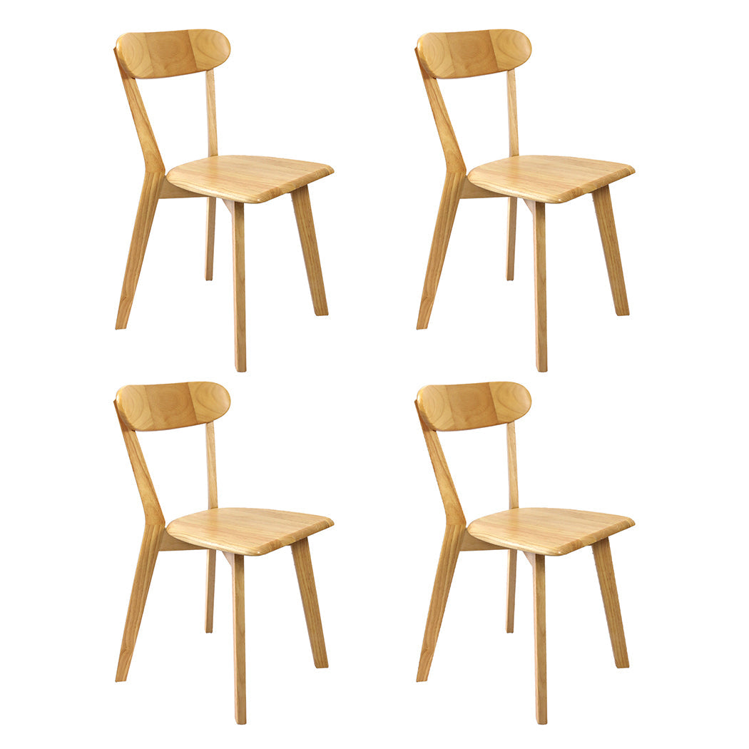 Wooden finish - Minimalist 4x Dining Chairs Wooden Kitchen Chair  Scandi Inspired