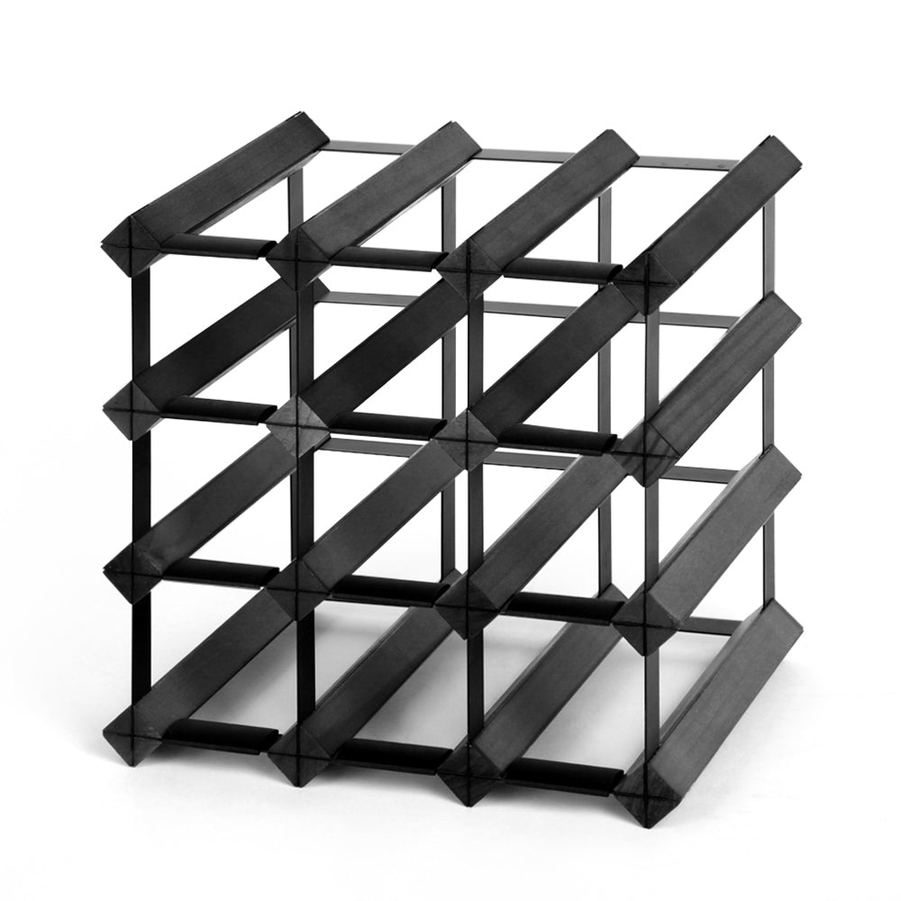 12 Bottle Wine Rack Black Compact Storage Holder