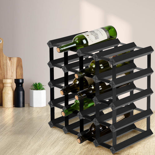 Artiss Timber Wooden Storage - Wine Rack 20 Bottle Black