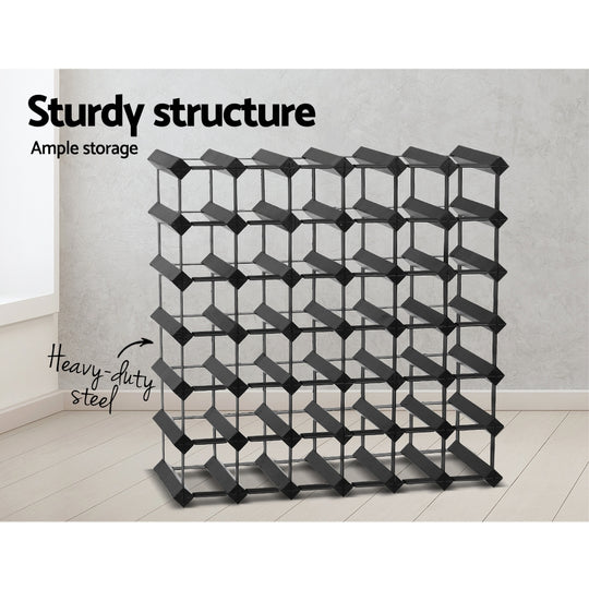 42 Bottle Timber Wine Rack Wooden Storage Wall Racks Holders Cellar Black - Wine Racks