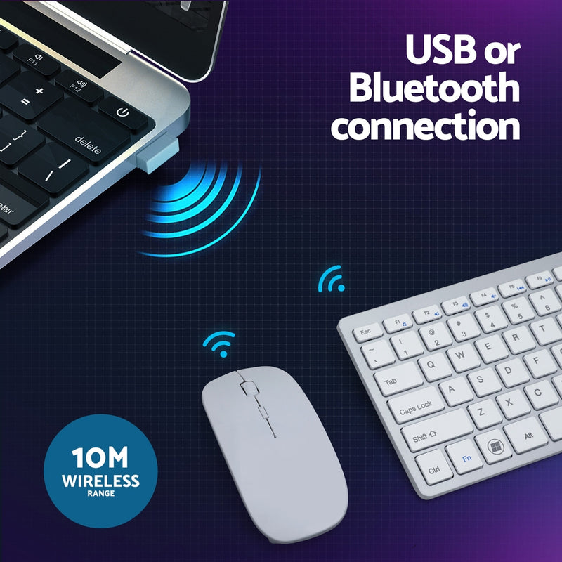 Bluetooth Keyboard and Mouse Wireless Combo White 78 Keys
