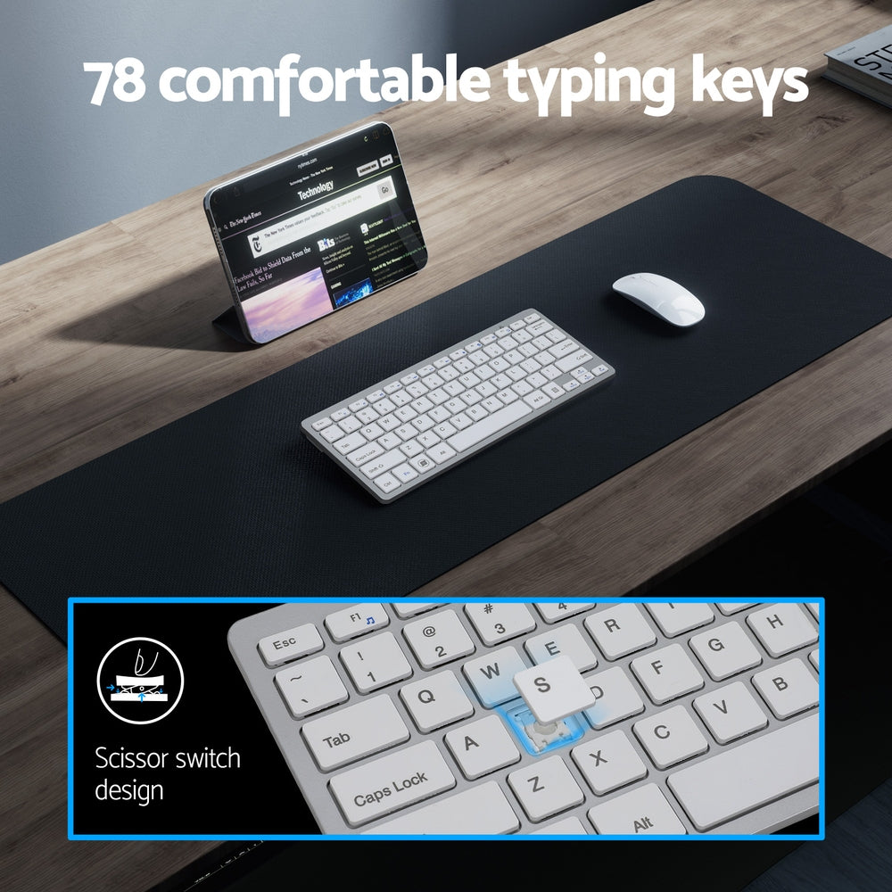 Bluetooth Keyboard and Mouse Wireless Combo White 78 Keys