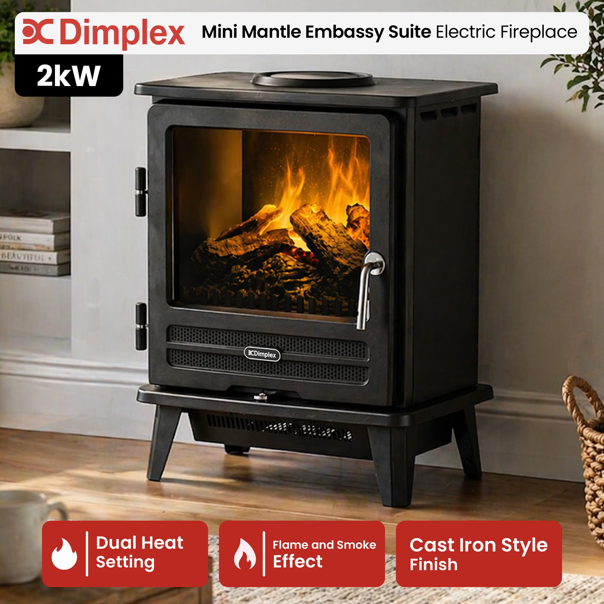 Dimplex 2kW Opti-Myst Electric Stove Heater | Simpledeals