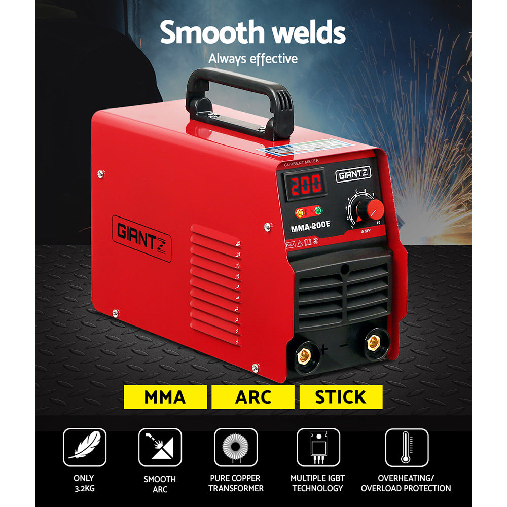 Giantz Inverter Welder Portable ARC Machine IGBT 200A - Mma Stick Metal Welding