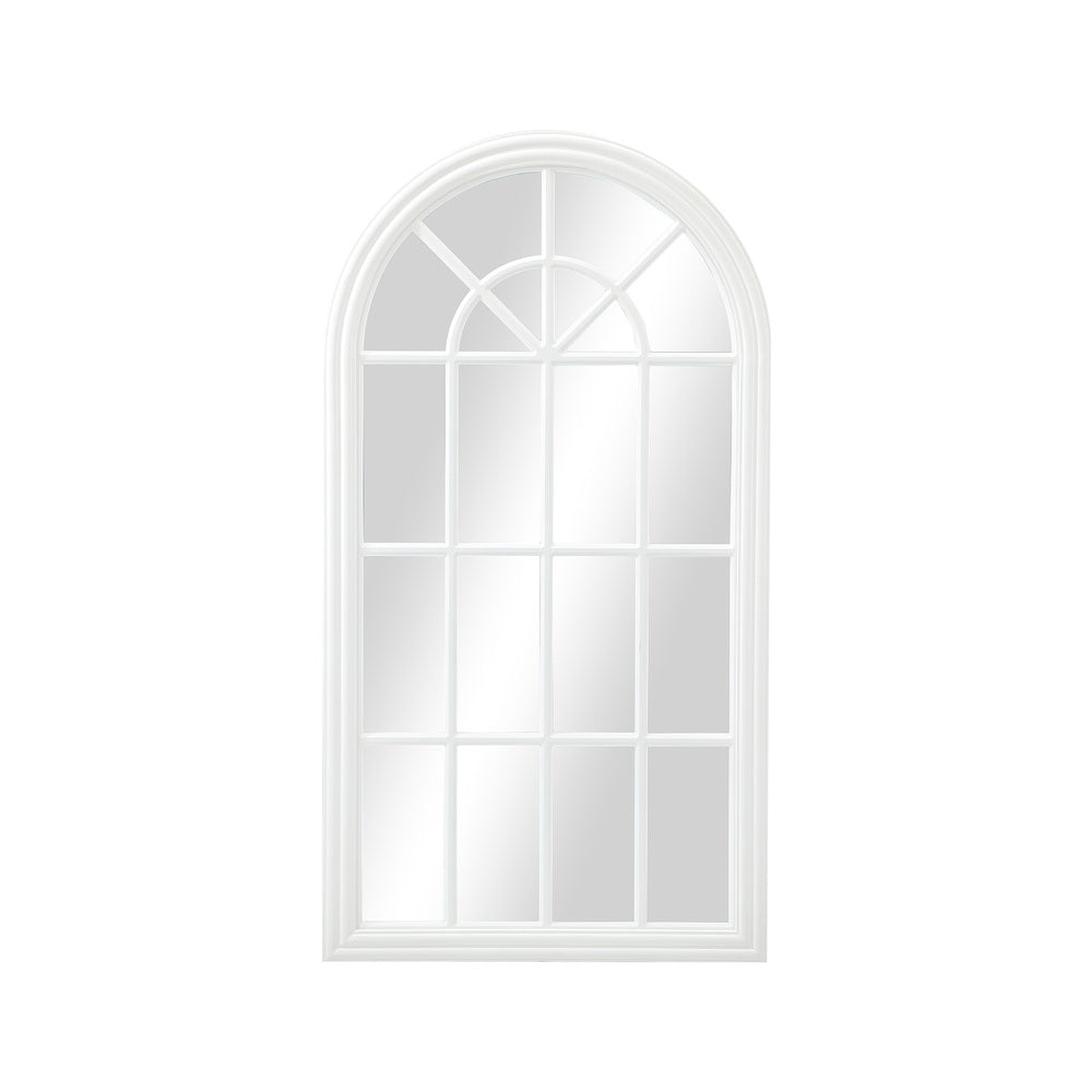 Wooden Window Mirror Arched Wall Mirrors 130x70cm White