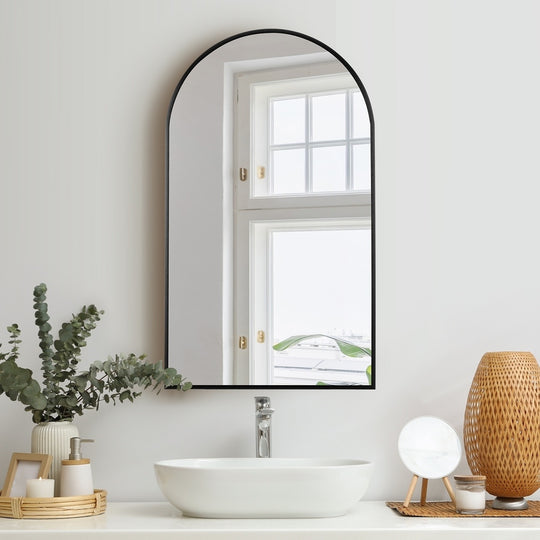 Wall Mirror 86x50cm Arched Black