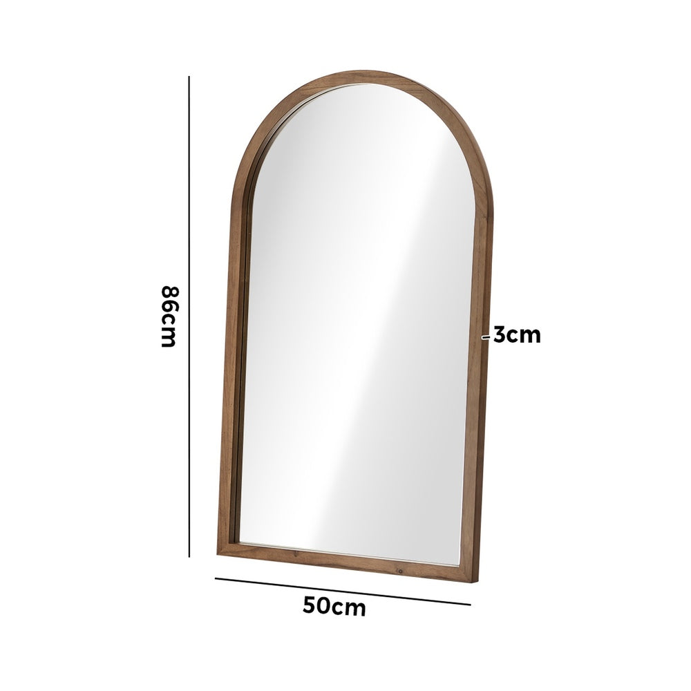 Arched Wall Mirror Brown Wood 86x50cm | Simpledeals