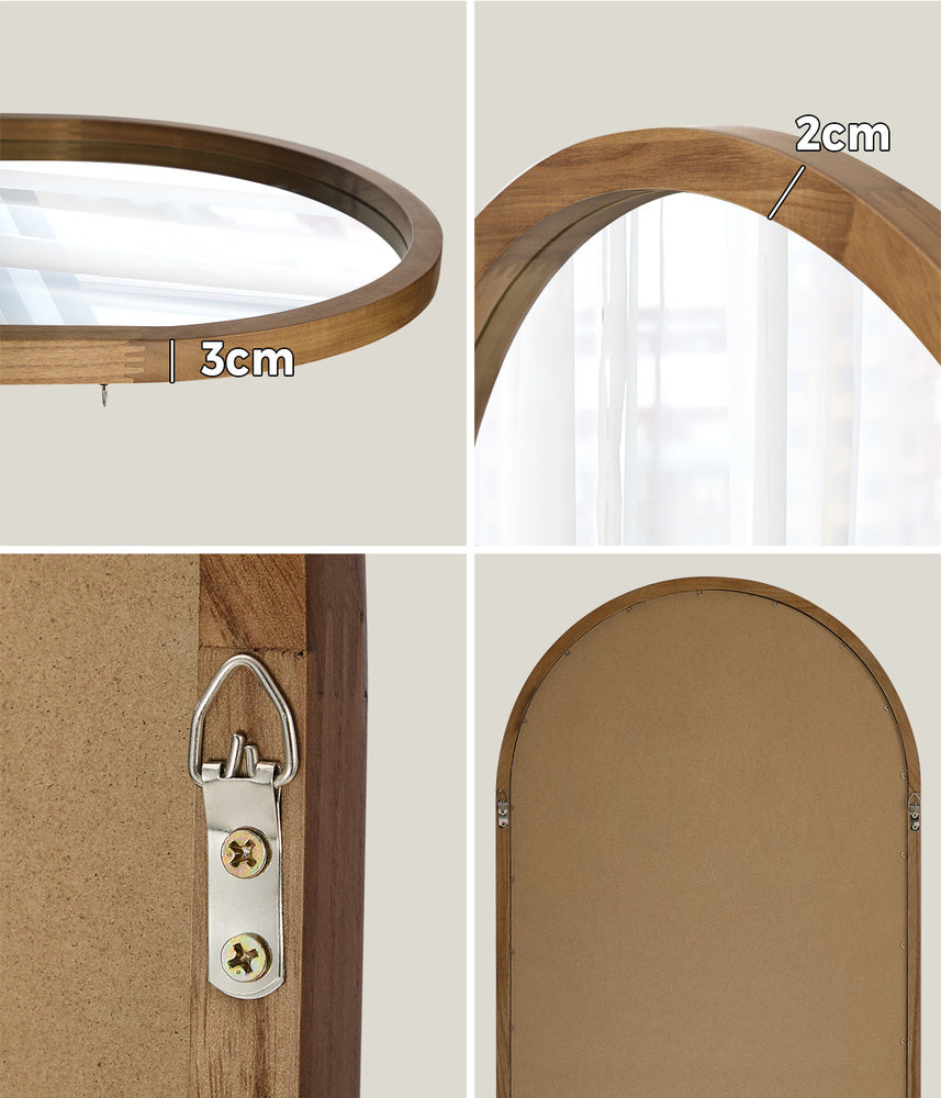 Arched Wall Mirror Brown Wood 86x50cm | Simpledeals