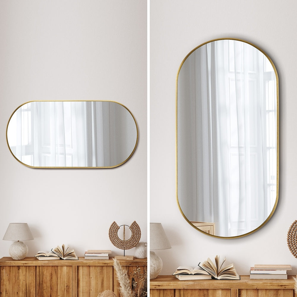 Wall Mirror Oval Black & Gold 84x50cm
