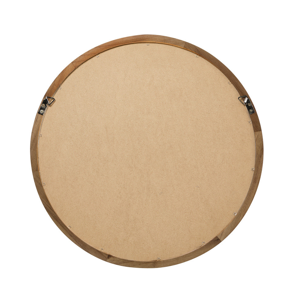 Round Wall Mirror 50cm Walnut Vanity Decor | Simpledeals