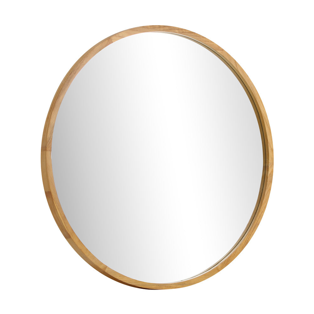 Round Wall Mounted Mirror with Wood Frame