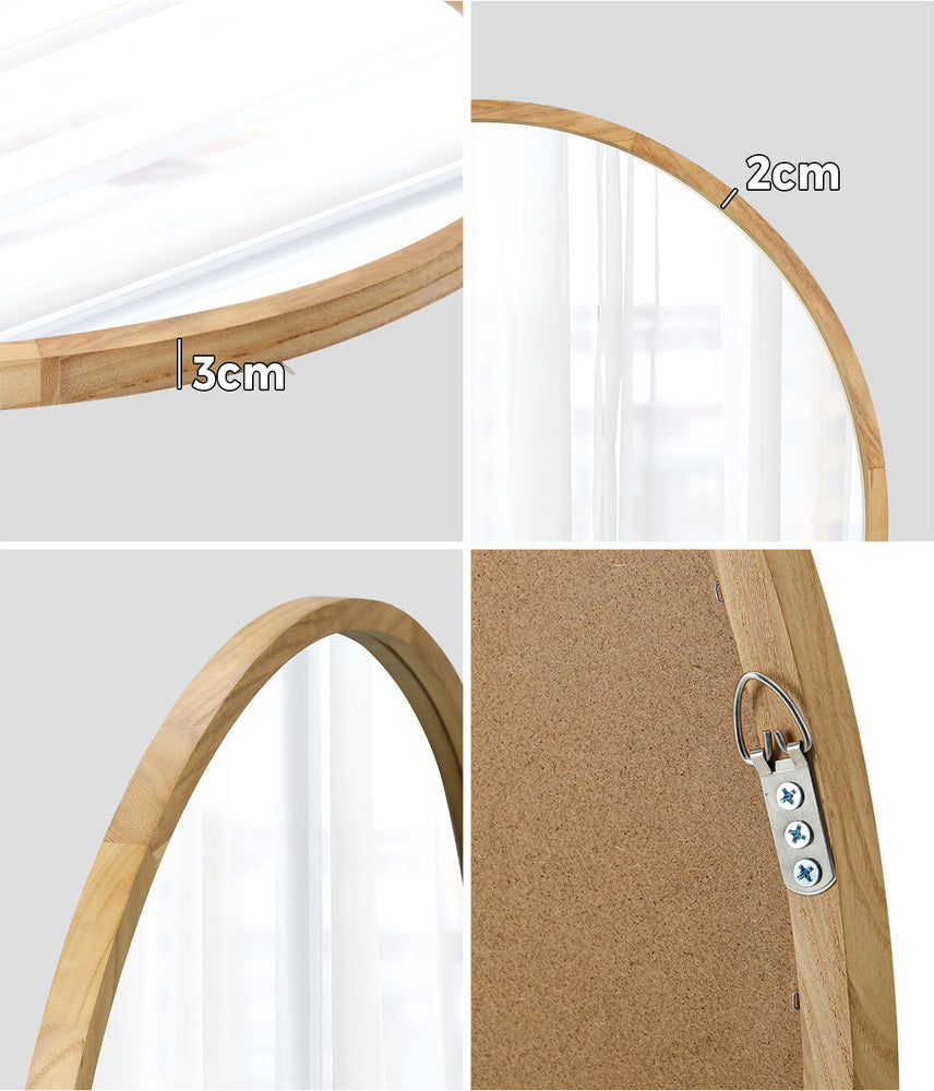 Wall Mirror with Wood Frame 70cm Round