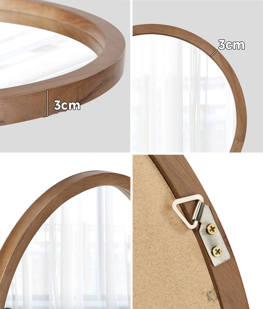 Round Wall Mirrors 70cm Walnut Set of 2 | Simpledeals