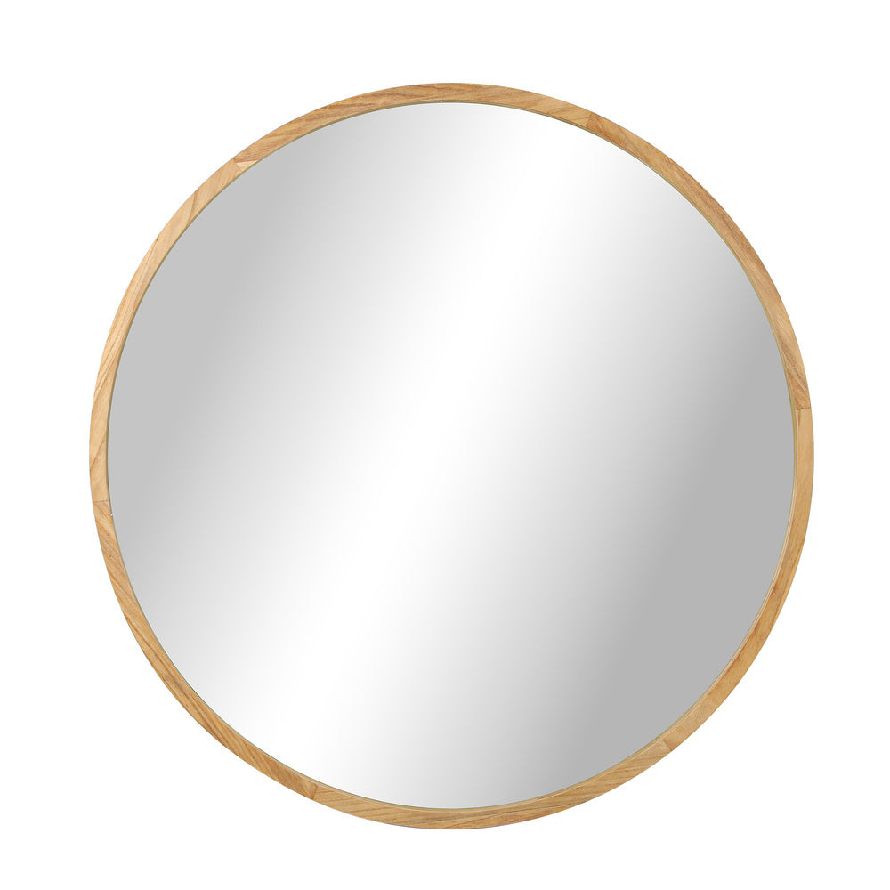 Wall Mirror with Wood Frame 80cm Round