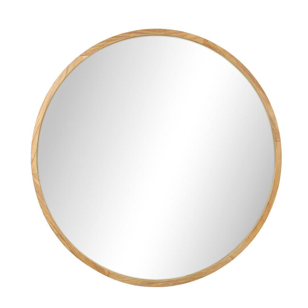 Round Wall Mounted Mirror with Wood Frame