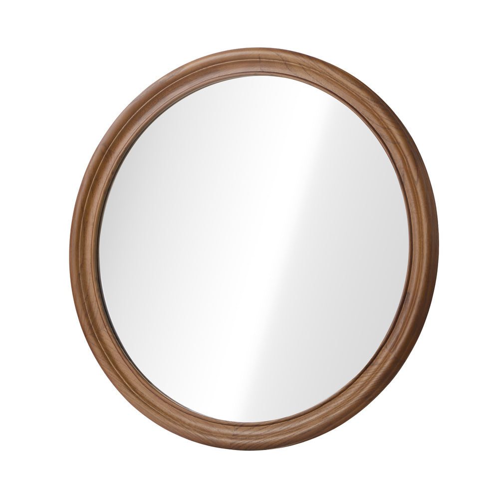 Round Wall Mirror Walnut Frame 70x3cm
