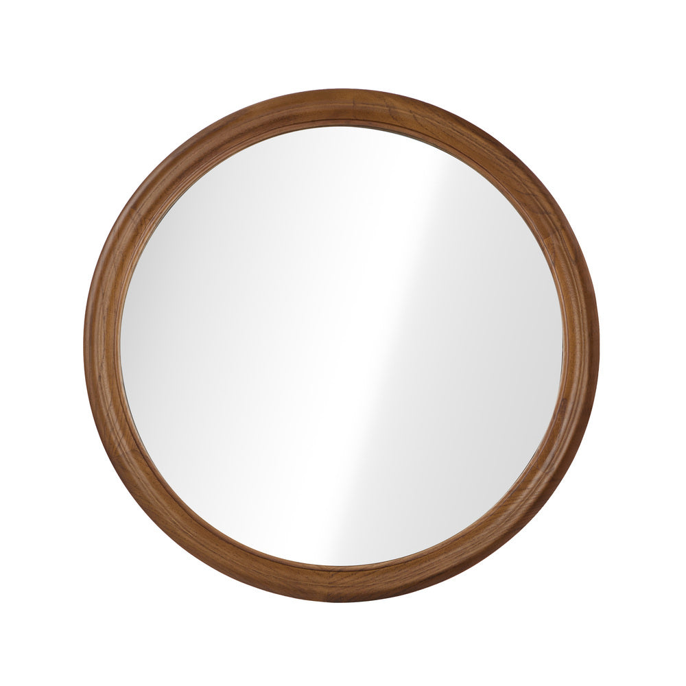 Round Wall Mirror Walnut Frame 70x3cm