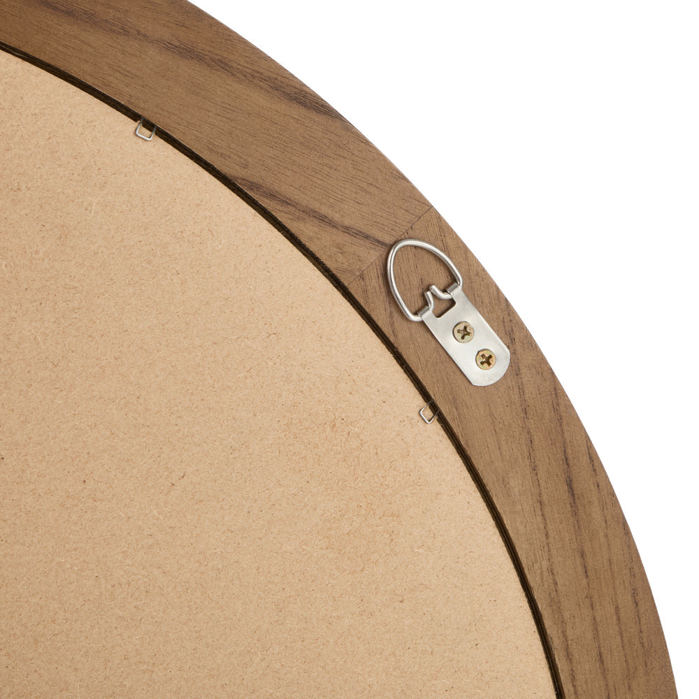 Round Wall Mirror Walnut Frame 70x3cm