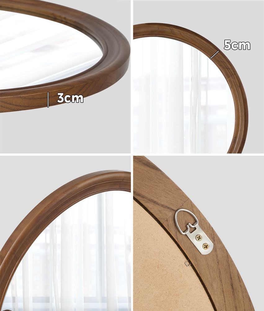 Round Wall Mirror Walnut Frame 70x3cm