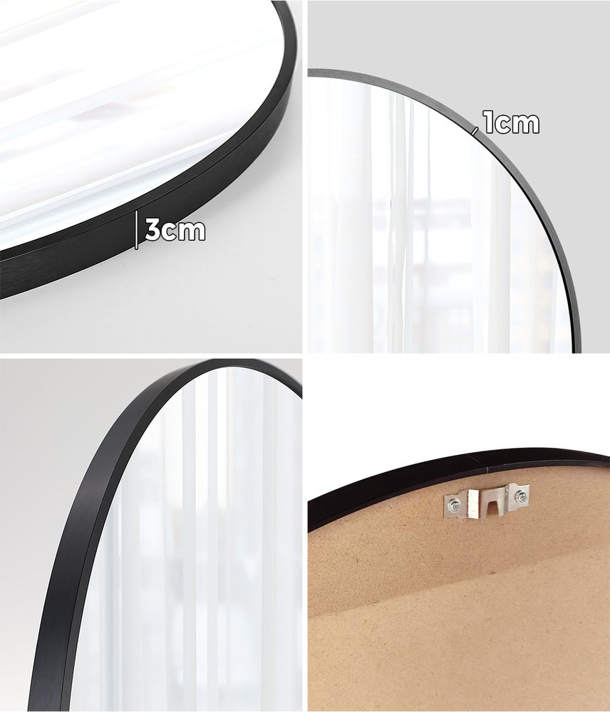 Wall Mirrors Round 50/60/70/80 cm Black/Gold/Wooden Set of 2