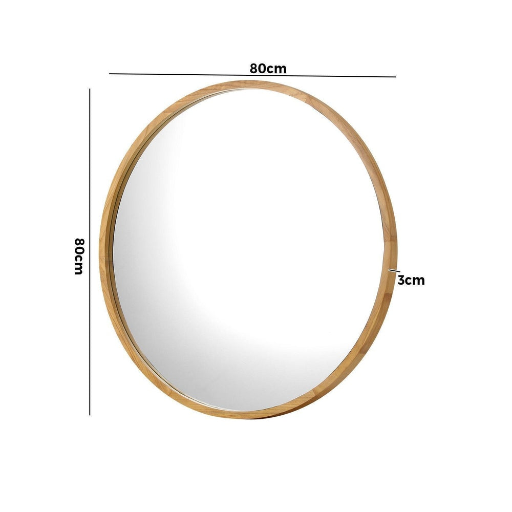 Wall Mirrors Round 80cm Wooden Set of 2