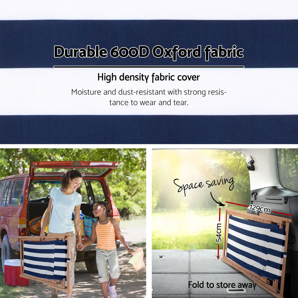Blue Wooden Outdoor Deck Chair Folding Sun Lounge Beach Patio
