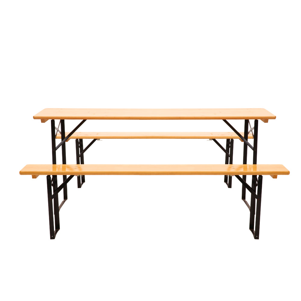 Wooden Outdoor Foldable Bench Set - Natural, Outdoor Benches