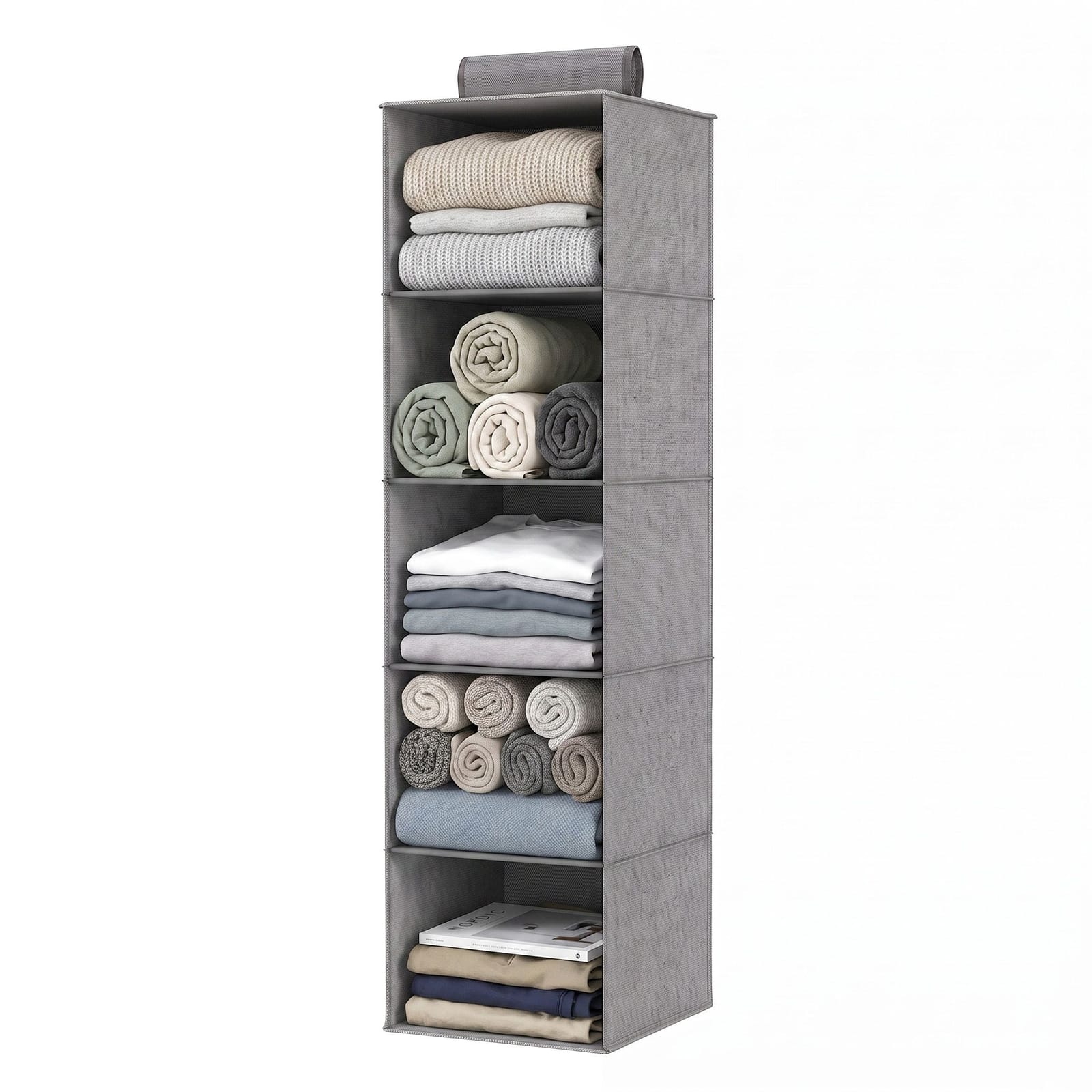 Hanging Closet Organiser 5 Tier Grey 26x27x104cm
